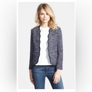 Chelsea28 Scallop Navy Blue Blazer Open Jacket Small